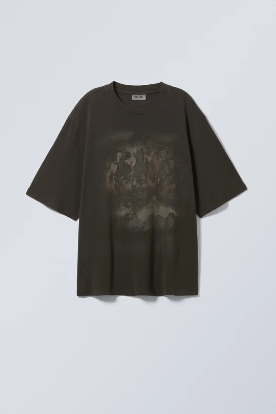 Camiseta estampada de corte holgado – Negro – Estampado de caballos Camiseta estampada de corte holgado – Negro – Estampado de caballos