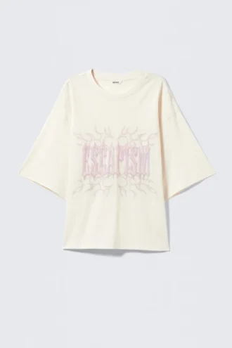 Camiseta estampada de corte recto – Blanco – Escapism
