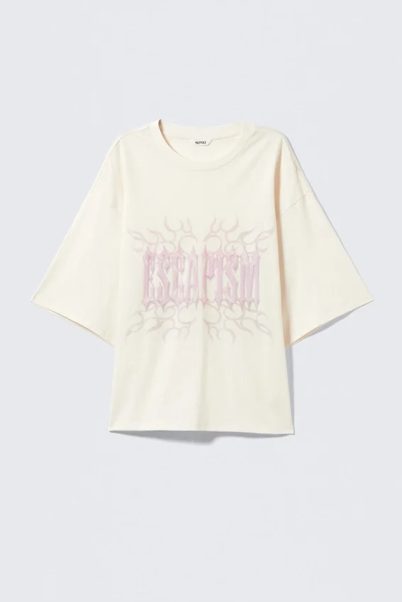 Camiseta estampada de corte recto – Blanco – Escapism Camiseta estampada de corte recto – Blanco – Escapism