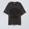 Camiseta estampada de corte recto – Negro lavado – Stencil State Camiseta estampada de corte recto – Negro lavado – Stencil State