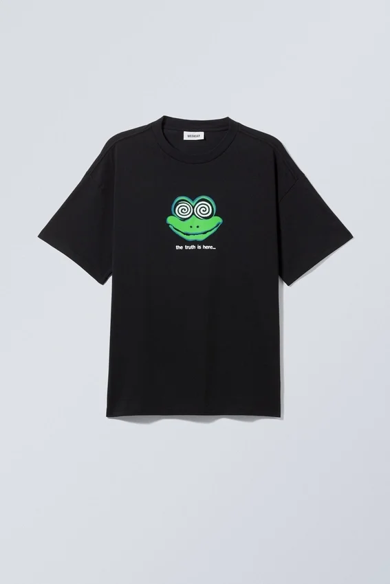 Camiseta estampada de corte recto – Negro – The Frog is Here Camiseta estampada de corte recto – Negro – The Frog is Here