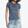Camiseta estampada de corte recto y manga corta – Azul oscuro – Pretzels Camiseta estampada de corte recto y manga corta – Azul oscuro – Pretzels