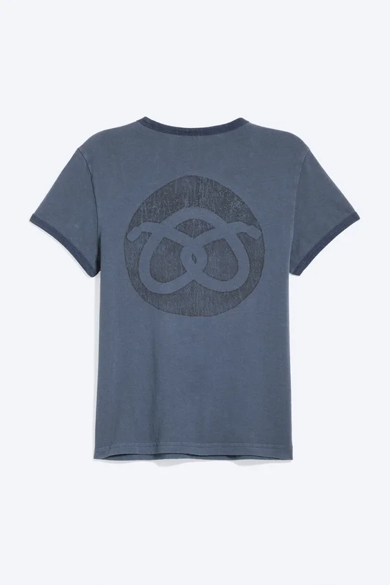 Camiseta estampada de corte recto y manga corta – Azul oscuro – Pretzels Camiseta estampada de corte recto y manga corta – Azul oscuro – Pretzels