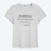 Camiseta estampada de corte recto y pantalón corto – Gris jaspeado Camiseta estampada de corte recto y pantalón corto – Gris jaspeado