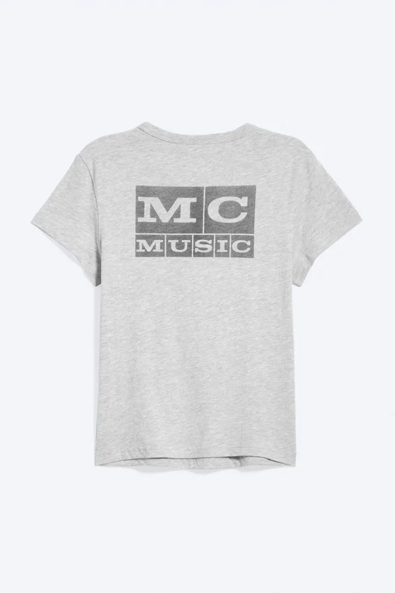 Camiseta estampada de corte recto y pantalón corto – Gris jaspeado Camiseta estampada de corte recto y pantalón corto – Gris jaspeado