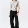 Camiseta estampada de corte recto y pantalones cortos – Blanca – Camuflaje Camiseta estampada de corte recto y pantalones cortos – Blanca – Camuflaje