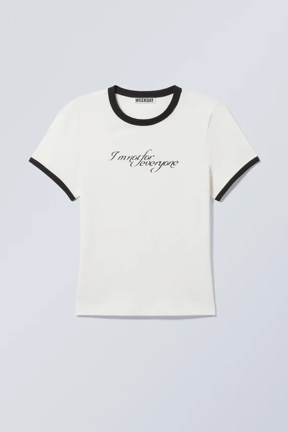Camiseta estampada de manga corta y corte entallado – Blanca – Not for Everyone Camiseta estampada de manga corta y corte entallado – Blanca – Not for Everyone