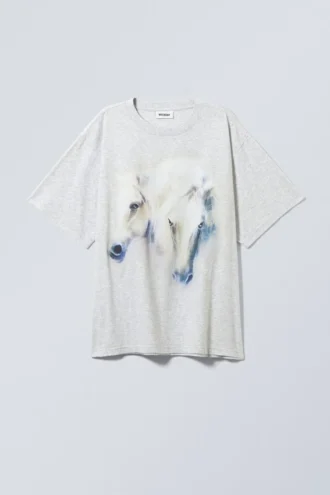 Camiseta estampada Gen – Caballos gris jaspeado