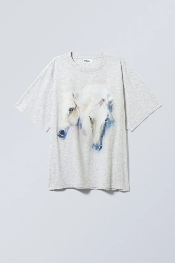 Camiseta estampada Gen – Caballos gris jaspeado Camiseta estampada Gen – Caballos gris jaspeado