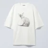Camiseta estampada oversize ancha – Blanco – Gato Sphynx Camiseta estampada oversize ancha – Blanco – Gato Sphynx