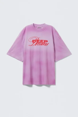 Camiseta estampada oversize ancha – Lila claro – Deep Dreams
