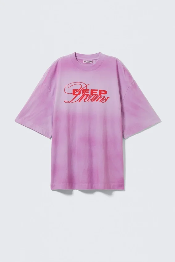Camiseta estampada oversize ancha – Lila claro – Deep Dreams Camiseta estampada oversize ancha – Lila claro – Deep Dreams