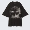 Camiseta estampada oversize ancha – Negro – Dragón Camiseta estampada oversize ancha – Negro – Dragón