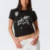Camiseta estampada para bebé Rosabel – Negra – Unicornio Camiseta estampada para bebé Rosabel – Negra – Unicornio