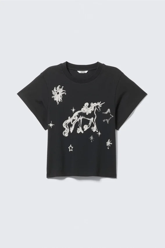 Camiseta estampada para bebé Rosabel – Negra – Unicornio Camiseta estampada para bebé Rosabel – Negra – Unicornio