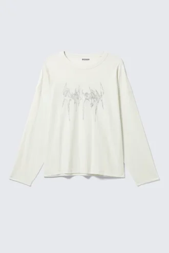Camiseta gráfica de manga larga oversize – Blanco apagado – Wasp