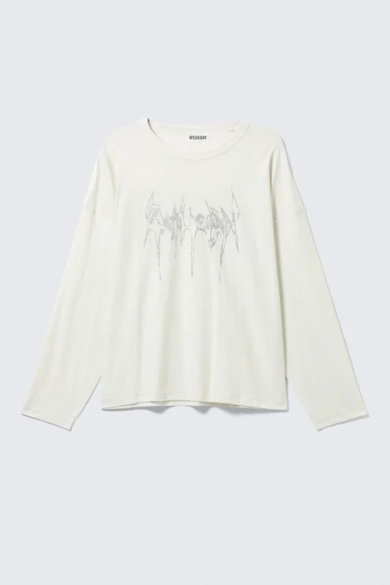 Camiseta gráfica de manga larga oversize – Blanco apagado – Wasp Camiseta gráfica de manga larga oversize – Blanco apagado – Wasp