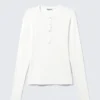 Camiseta Henley ajustada de manga larga – Blanca Camiseta Henley ajustada de manga larga – Blanca
