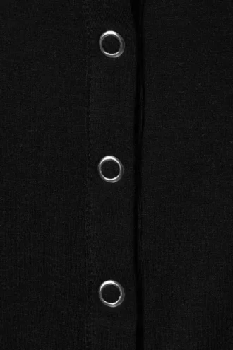 Camiseta Henley ajustada de manga larga – Negro