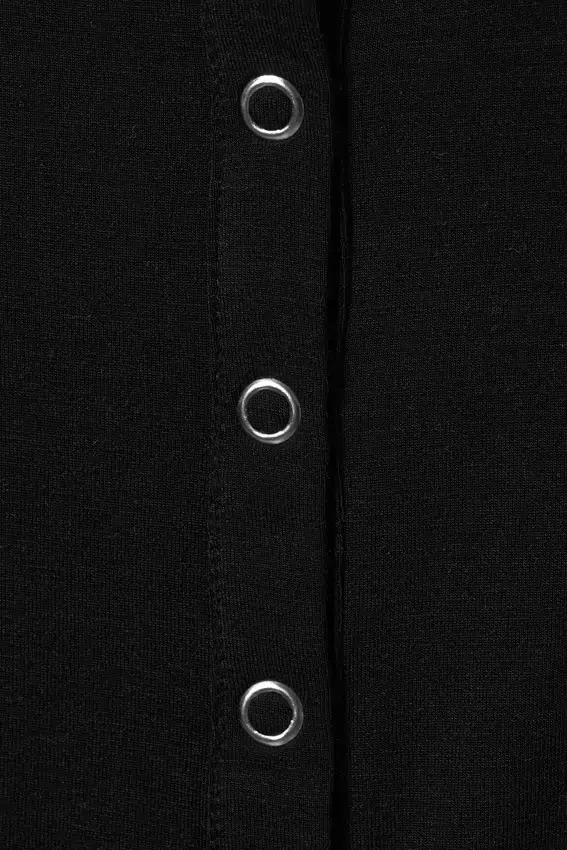 Camiseta Henley ajustada de manga larga – Negro Camiseta Henley ajustada de manga larga – Negro