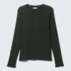 Camiseta Henley de manga larga – Verde oscuro