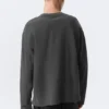 Camiseta Henley holgada de manga larga – Gris oscuro Camiseta Henley holgada de manga larga – Gris oscuro