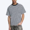 Camiseta holgada – Blanca – Rayas azul marino Camiseta holgada – Blanca – Rayas azul marino