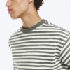 Camiseta holgada – Blanca – Rayas caqui Camiseta holgada – Blanca – Rayas caqui