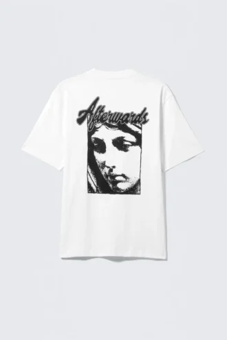 Camiseta holgada con estampados – Blanca – Afterwards