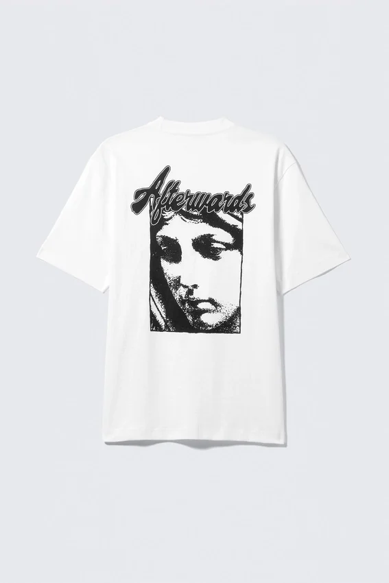 Camiseta holgada con estampados – Blanca – Afterwards Camiseta holgada con estampados – Blanca – Afterwards