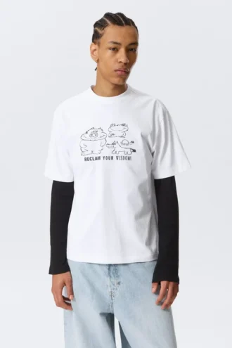 Camiseta holgada con estampados – Blanca – Reclaim Your Wisdom