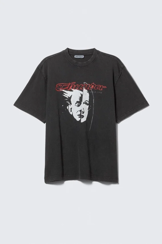 Camiseta holgada con estampados – Negro – Thunder Tour Camiseta holgada con estampados – Negro – Thunder Tour
