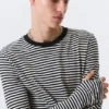 Camiseta holgada de algodón de manga larga – Rayas blancas y negras Camiseta holgada de algodón de manga larga – Rayas blancas y negras