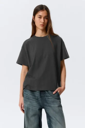 Camiseta holgada de algodón – Gris oscuro