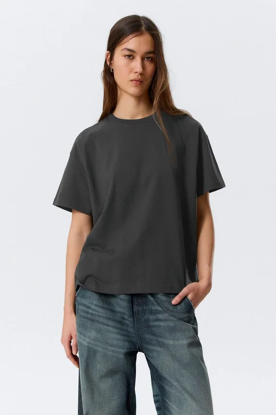 Camiseta holgada de algodón – Gris oscuro Camiseta holgada de algodón – Gris oscuro