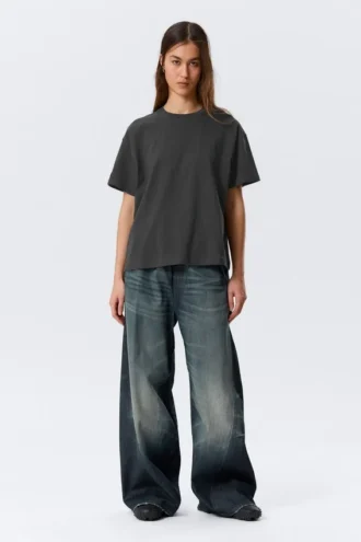 Camiseta holgada de algodón – Gris oscuro