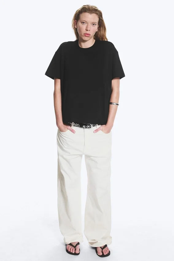 Camiseta holgada de algodón – Negro Camiseta holgada de algodón – Negro