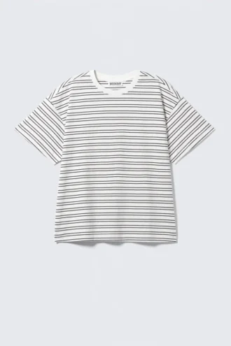 Camiseta holgada de algodón – Rayas blancas