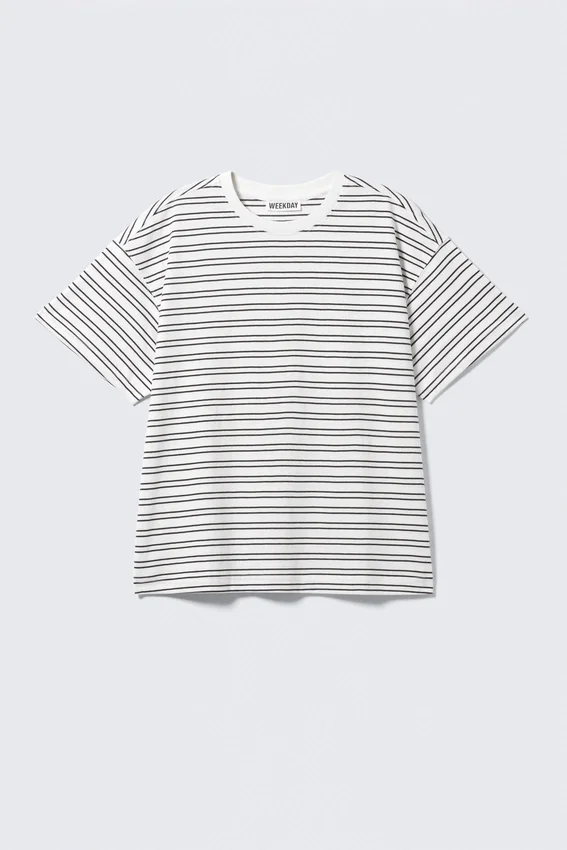 Camiseta holgada de algodón – Rayas blancas Camiseta holgada de algodón – Rayas blancas