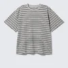 Camiseta holgada de algodón – Rayas grises Camiseta holgada de algodón – Rayas grises