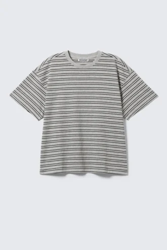 Camiseta holgada de algodón – Rayas grises