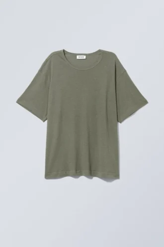 Camiseta holgada de corte recto – Caqui apagado