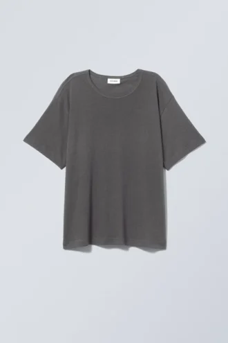 Camiseta holgada de corte recto – Gris oscuro