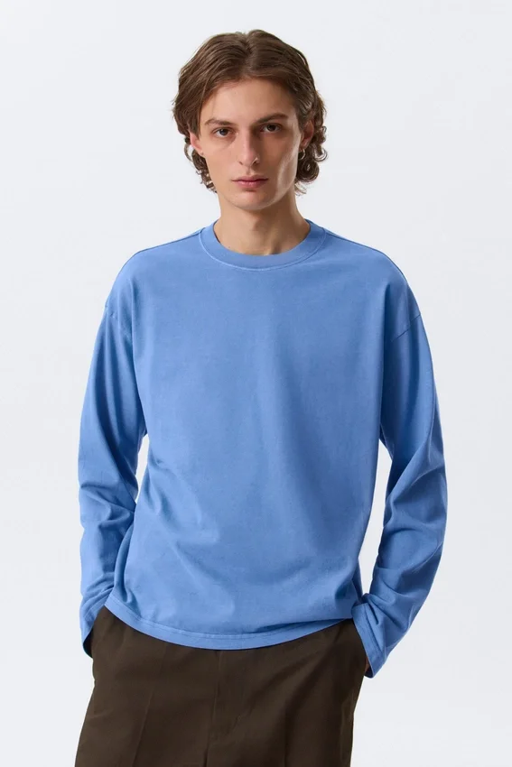 Camiseta holgada de manga larga – Azul lavado Camiseta holgada de manga larga – Azul lavado