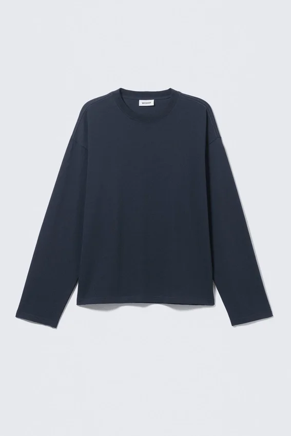 Camiseta holgada de manga larga – Azul marino oscuro Camiseta holgada de manga larga – Azul marino oscuro
