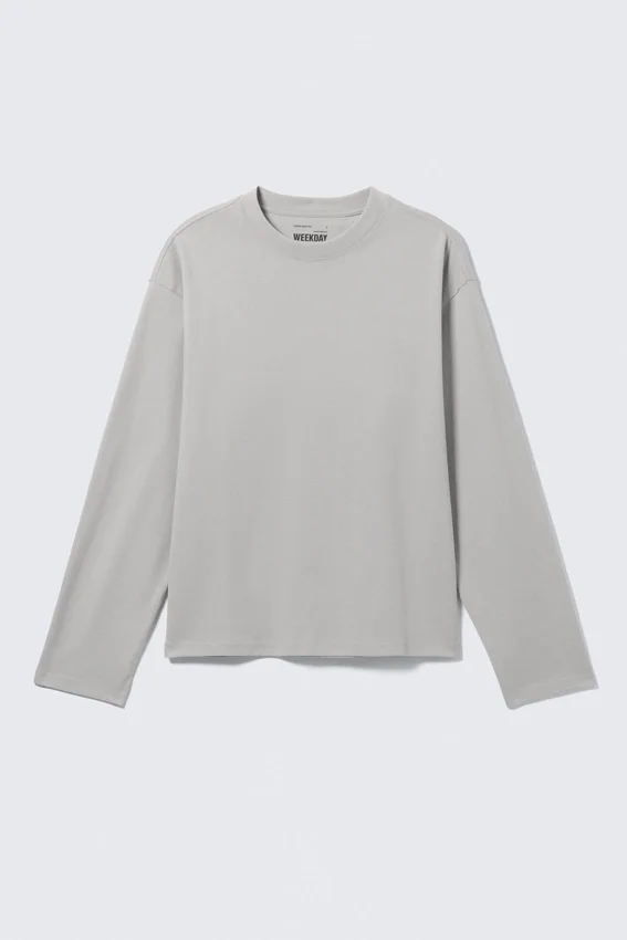 Camiseta holgada de manga larga – Beige claro Camiseta holgada de manga larga – Beige claro