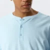 Camiseta holgada de manga larga con cuello Henley – Azul claro Camiseta holgada de manga larga con cuello Henley – Azul claro