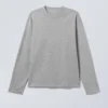 Camiseta holgada de manga larga – Gris claro jaspeado Camiseta holgada de manga larga – Gris claro jaspeado