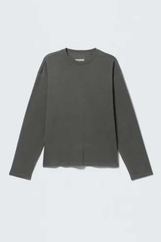 Camiseta holgada de manga larga – Gris oscuro