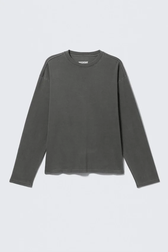 Camiseta holgada de manga larga – Gris oscuro Camiseta holgada de manga larga – Gris oscuro